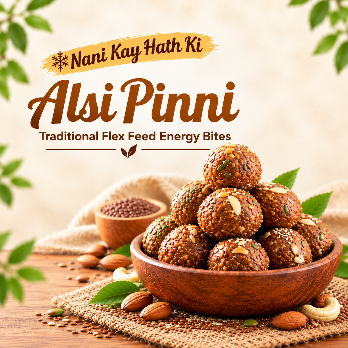 🌿 Alsi Pinni (Ladu) - Flex Seeds Energy Bites - Pack of 05 Ladu